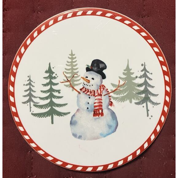 Ceramic Christmas Coasters with Cork Backing Classic Holiday Motif Set of 4 - Picture 6 of 8